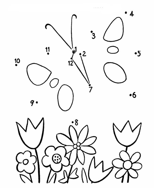 Coloriage De Points à Relier Dessin Papillon Et Fleurs